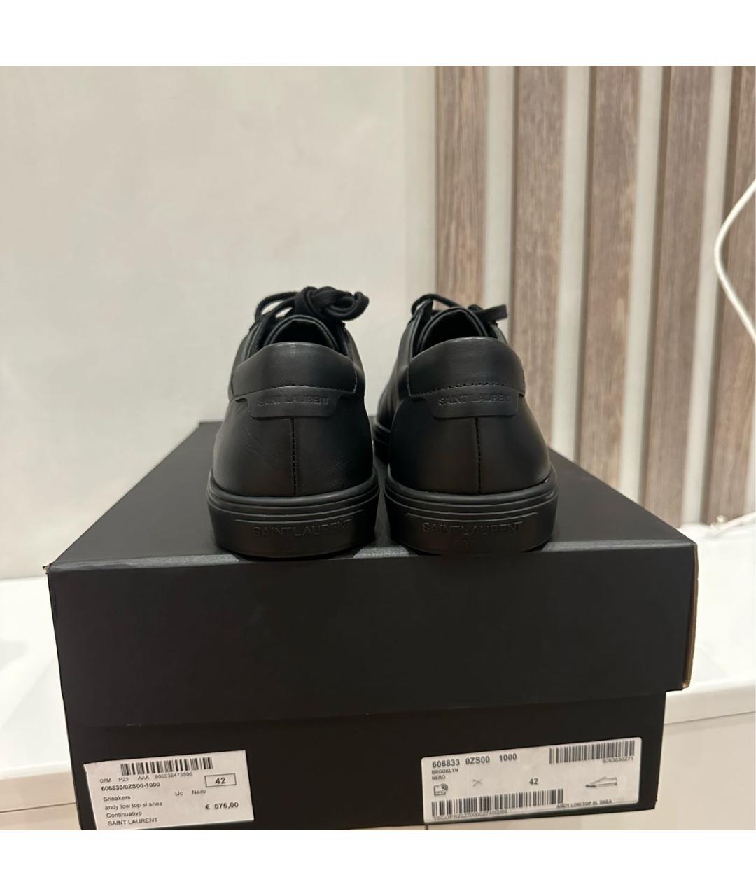 SAINT LAURENT Черные кожаные кеды, фото 4