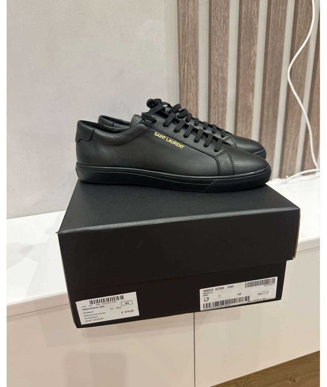 SAINT LAURENT Черные кожаные кеды, фото 2