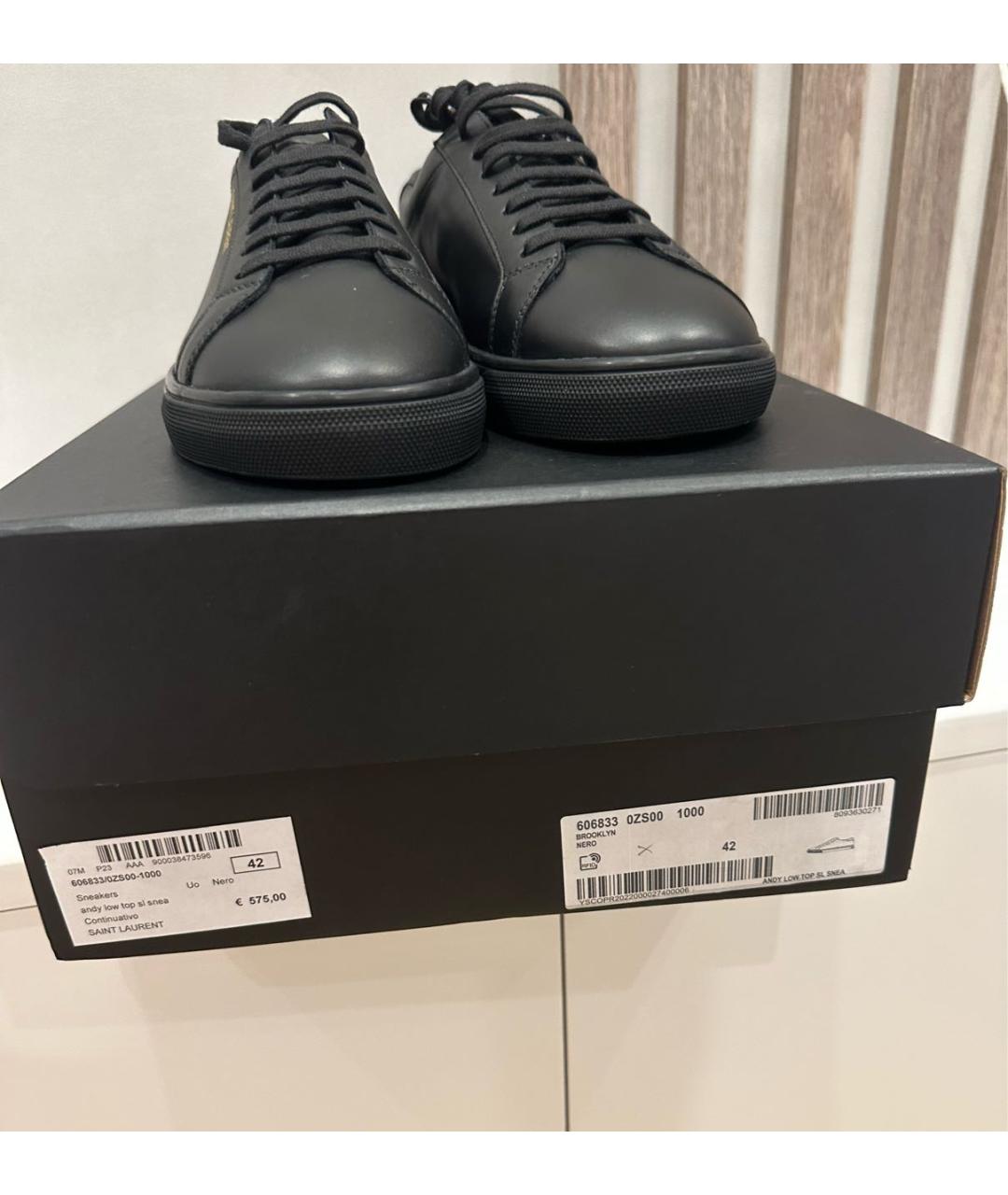SAINT LAURENT Черные кожаные кеды, фото 5
