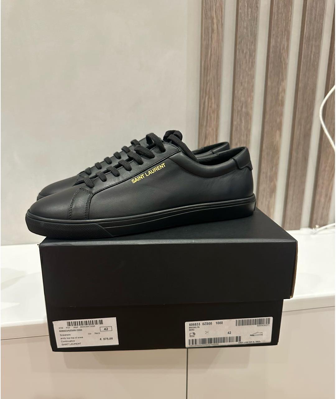 SAINT LAURENT Черные кожаные кеды, фото 3