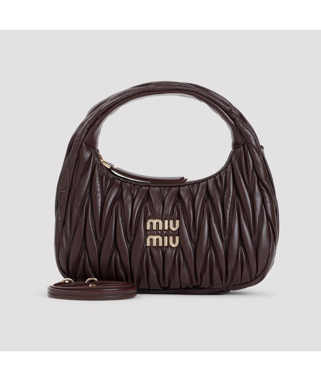 MIU MIU Коричневая кожаная сумка с короткими ручками, фото 2