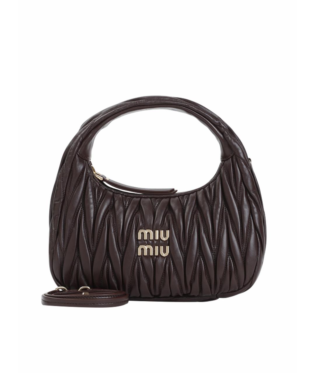 MIU MIU Коричневая кожаная сумка с короткими ручками, фото 1