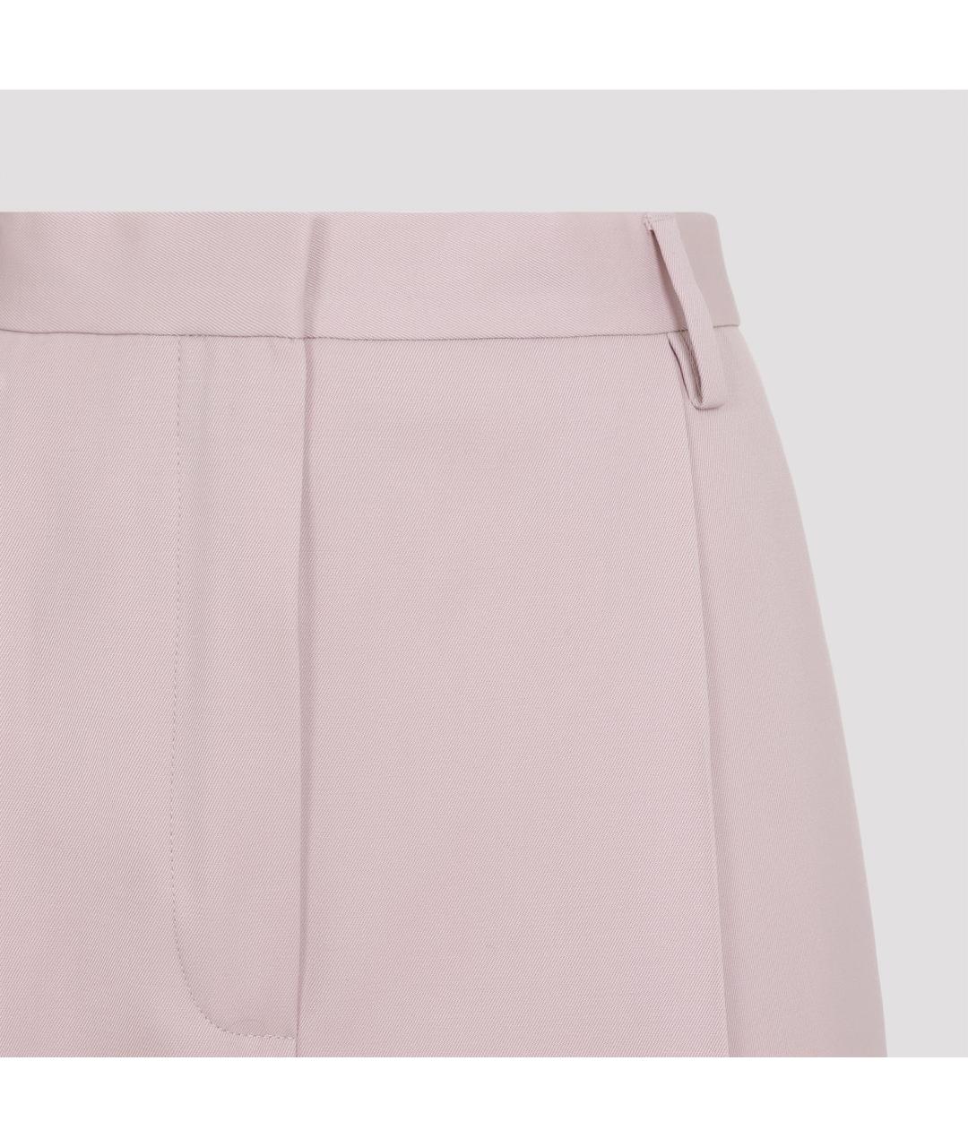 DRIES VAN NOTEN Розовые шерстяные прямые брюки, фото 4