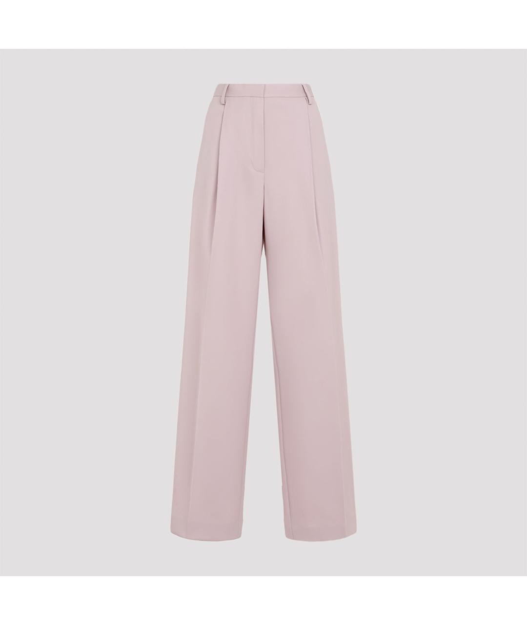 DRIES VAN NOTEN Розовые шерстяные прямые брюки, фото 2