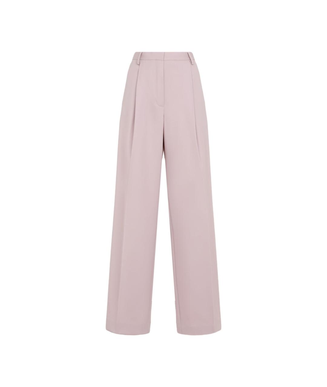 DRIES VAN NOTEN Розовые шерстяные прямые брюки, фото 1