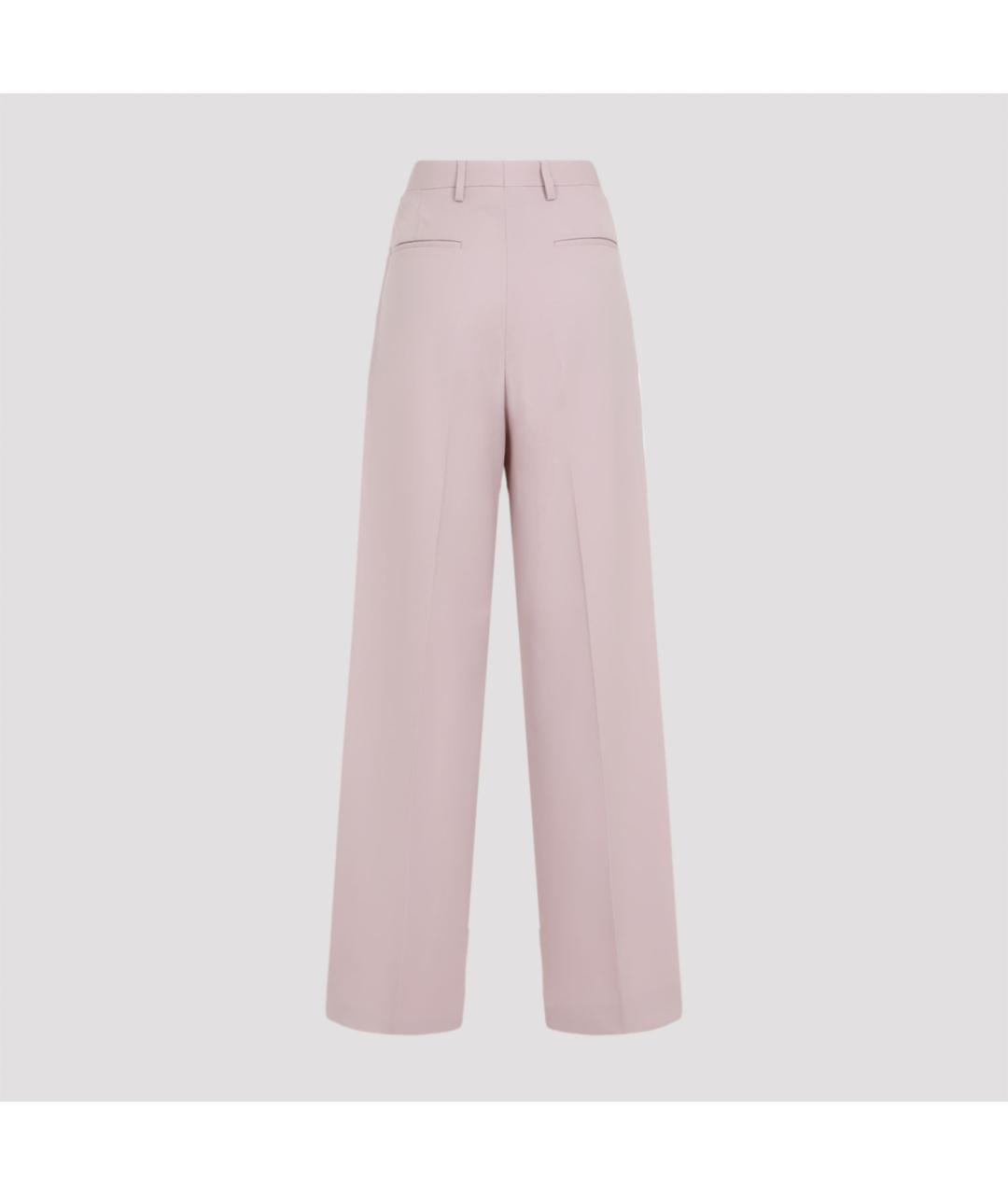 DRIES VAN NOTEN Розовые шерстяные прямые брюки, фото 3