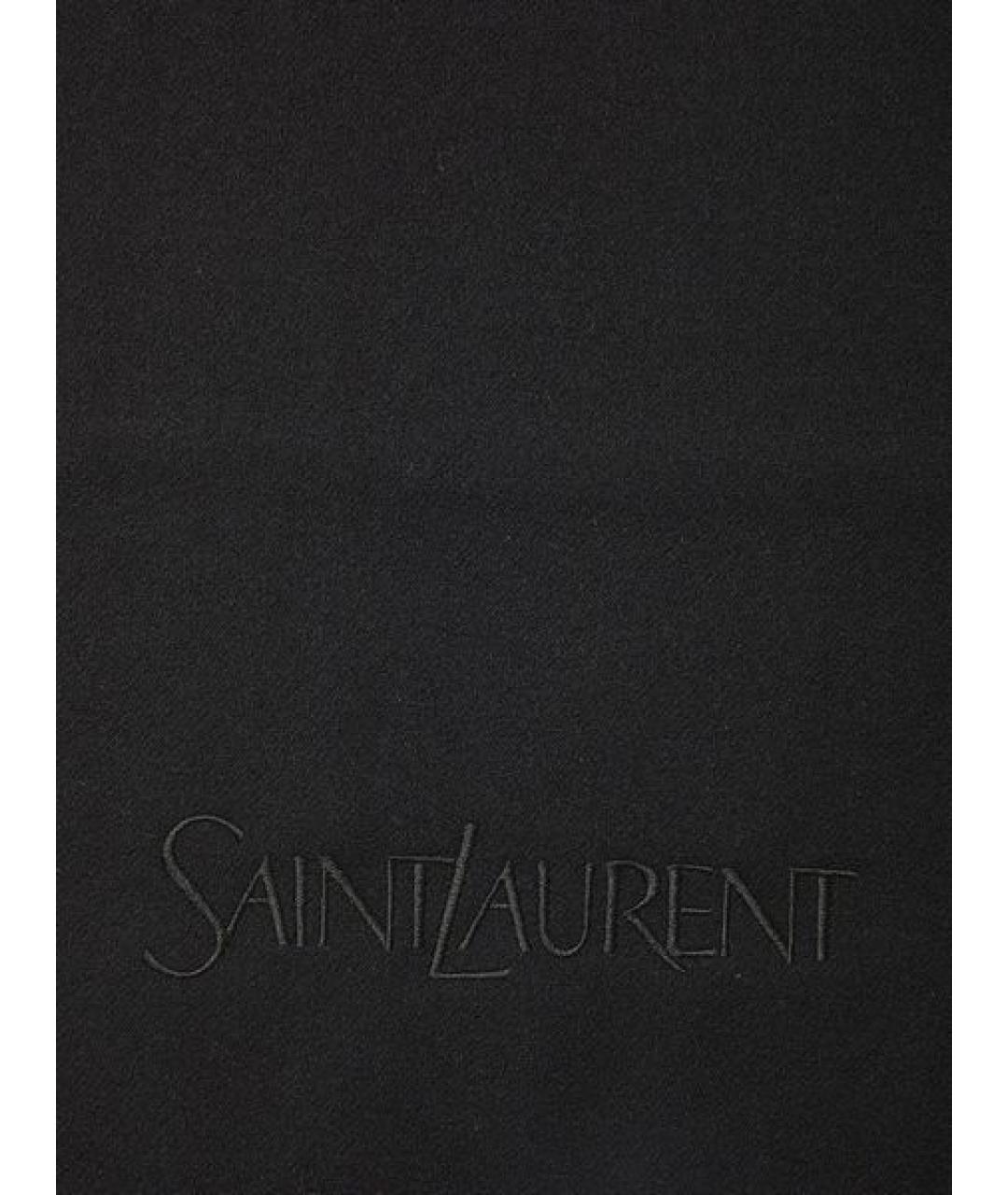 SAINT LAURENT Черный кашемировый шарф, фото 2