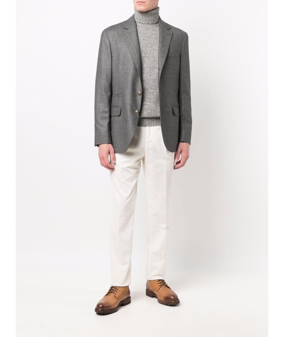 BRUNELLO CUCINELLI Белые хлопковые повседневные брюки, фото 4