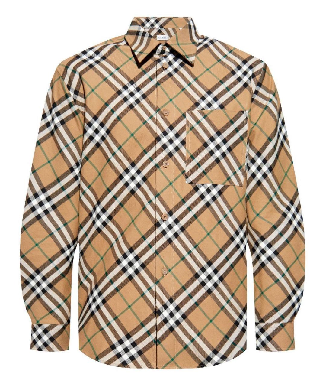 BURBERRY Бежевая хлопковая кэжуал рубашка, фото 1