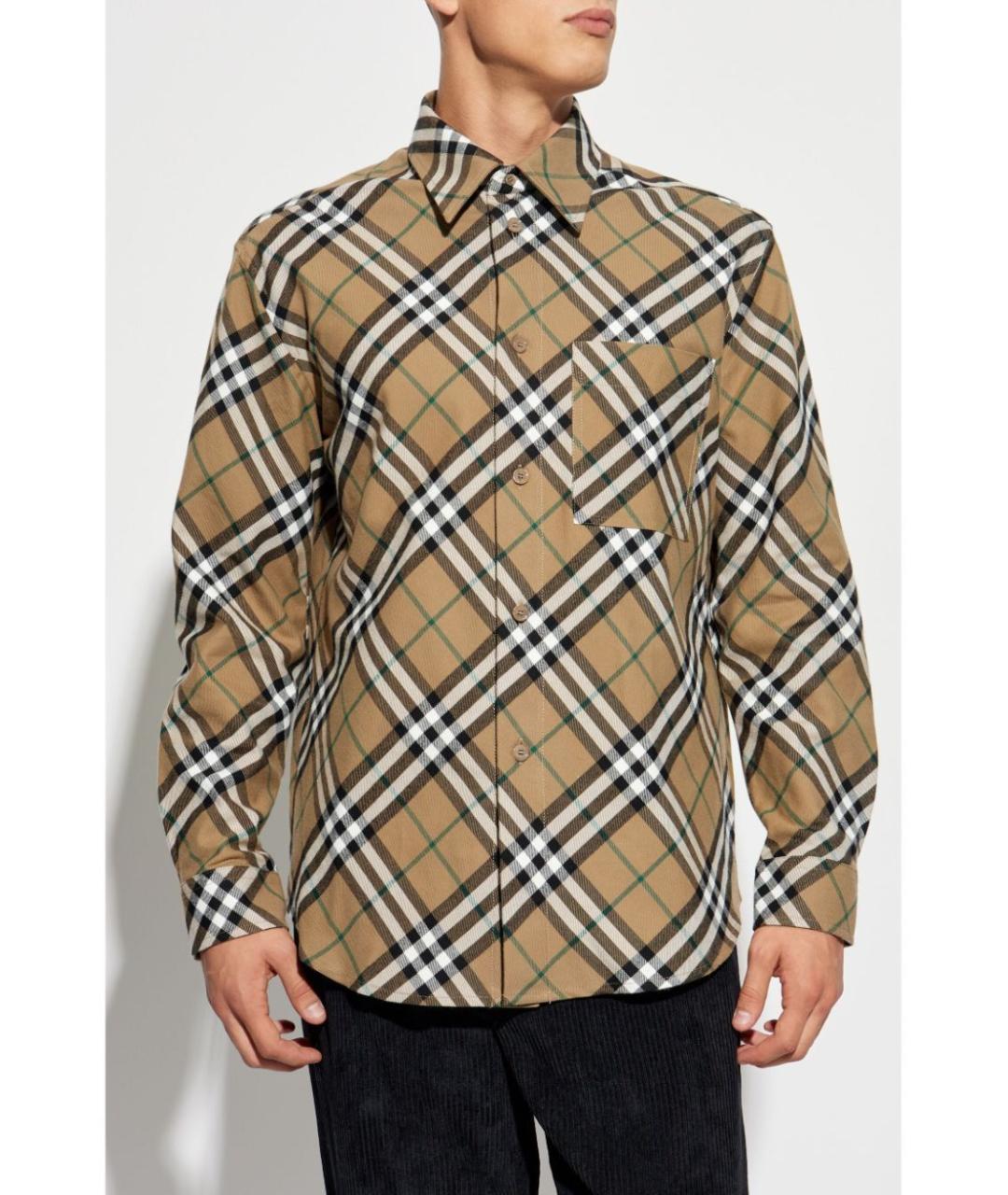 BURBERRY Бежевая хлопковая кэжуал рубашка, фото 2