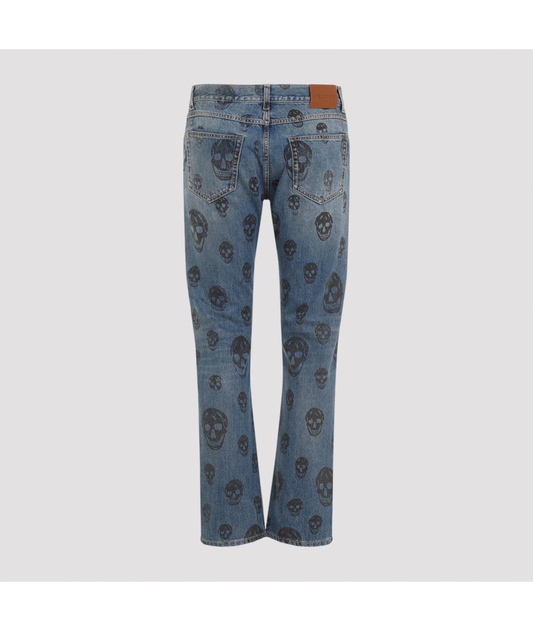 ALEXANDER MCQUEEN Голубые хлопко-кашемировые прямые джинсы, фото 3