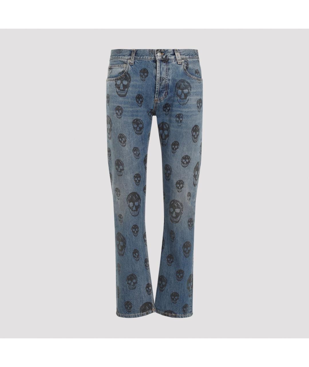 ALEXANDER MCQUEEN Голубые хлопко-кашемировые прямые джинсы, фото 2