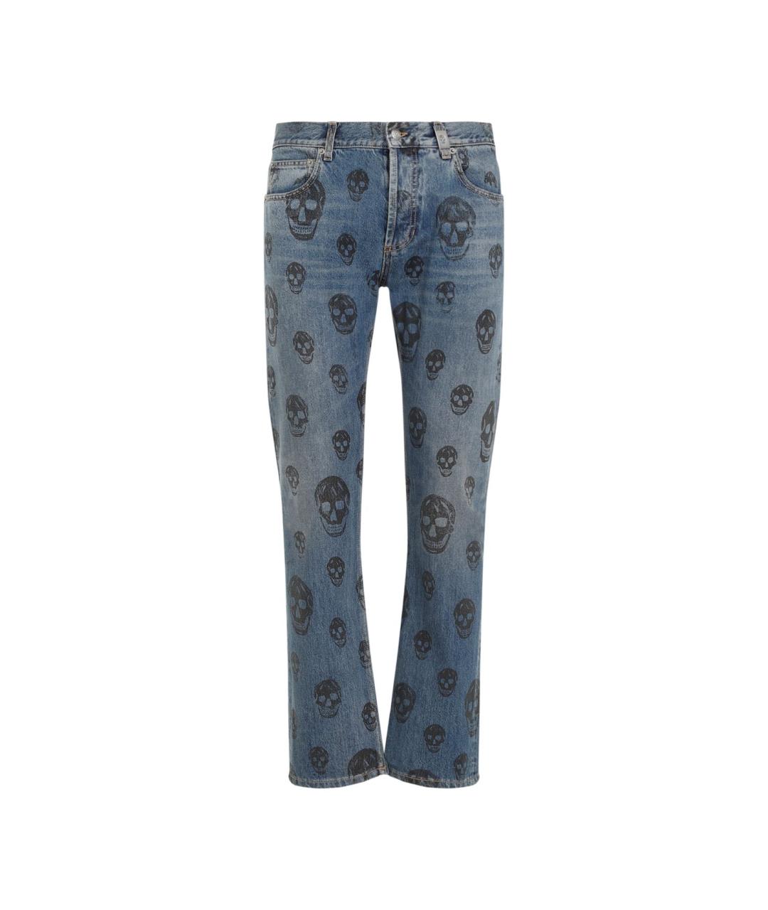 ALEXANDER MCQUEEN Голубые хлопко-кашемировые прямые джинсы, фото 1