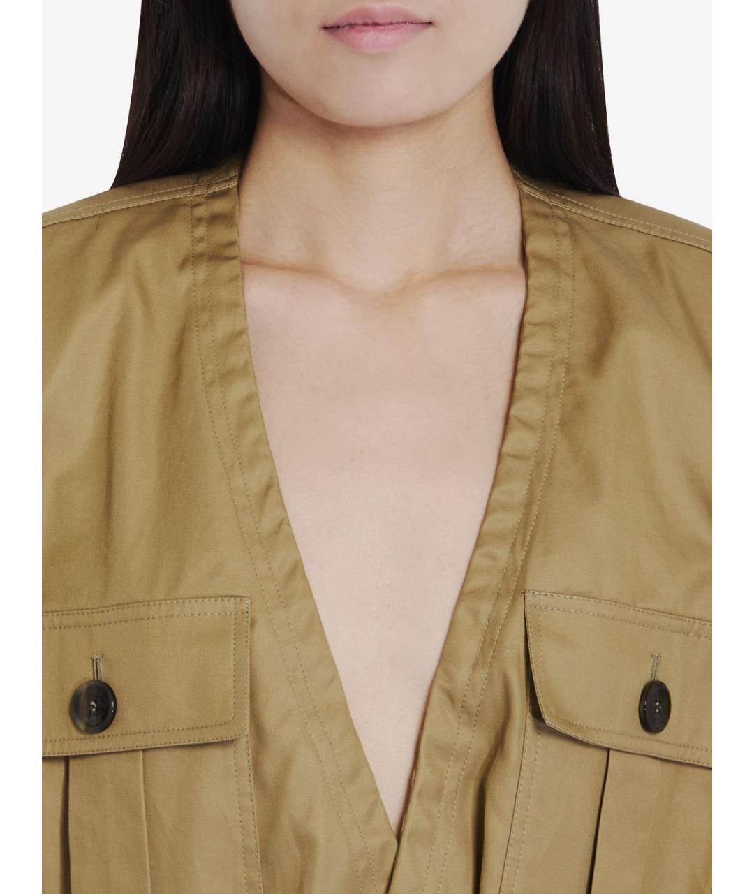 SAINT LAURENT Бежевое хлопковое повседневное платье, фото 4