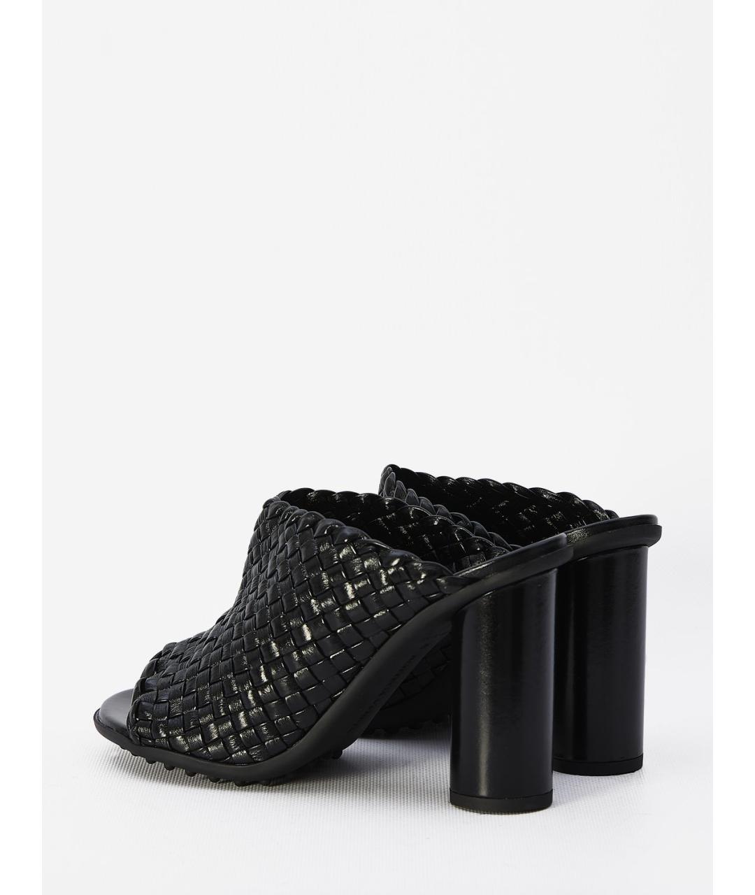BOTTEGA VENETA Черные кожаные мюли, фото 4