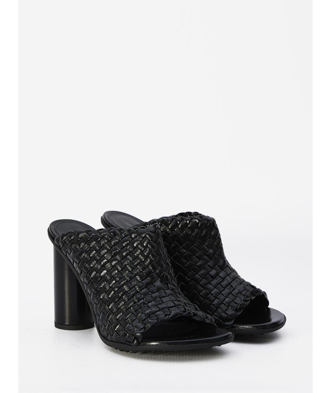 BOTTEGA VENETA Черные кожаные мюли, фото 2