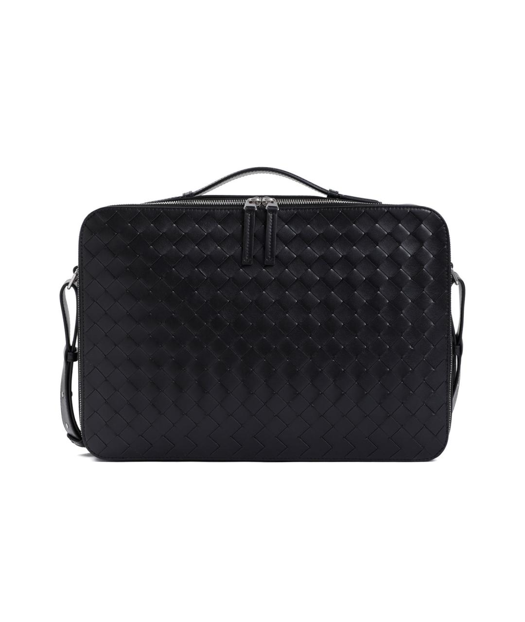 BOTTEGA VENETA Черный кожаный портфель, фото 1