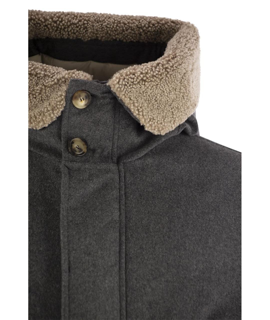 BRUNELLO CUCINELLI Серая шерстяная парка, фото 4