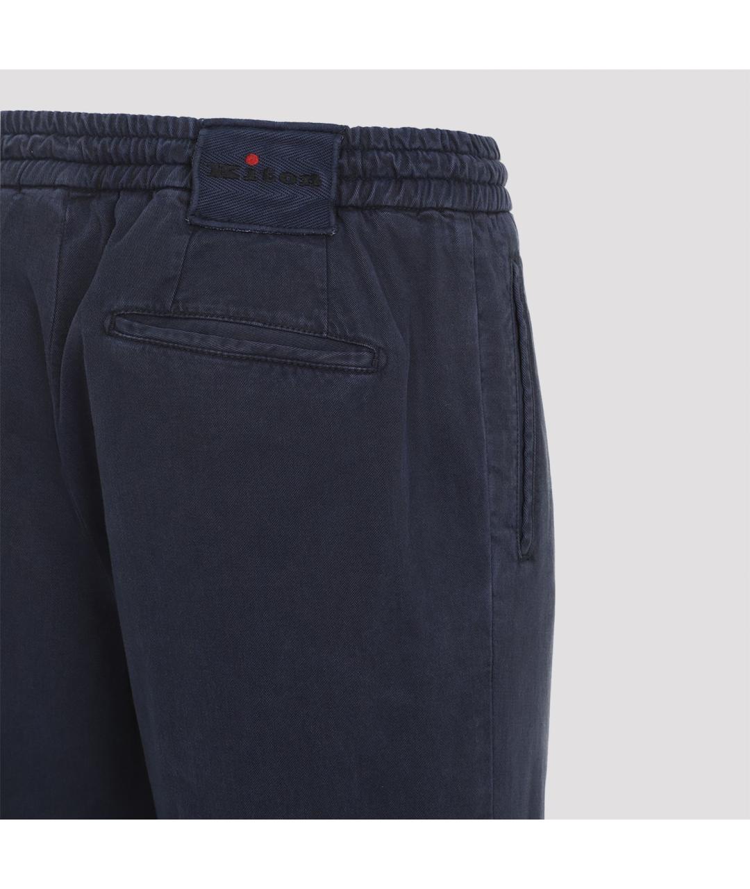 KITON Синие хлопковые повседневные брюки, фото 4