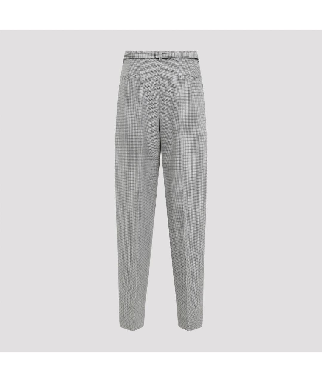 JIL SANDER Серые шерстяные прямые брюки, фото 3