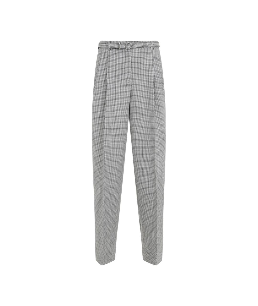 JIL SANDER Серые шерстяные прямые брюки, фото 1