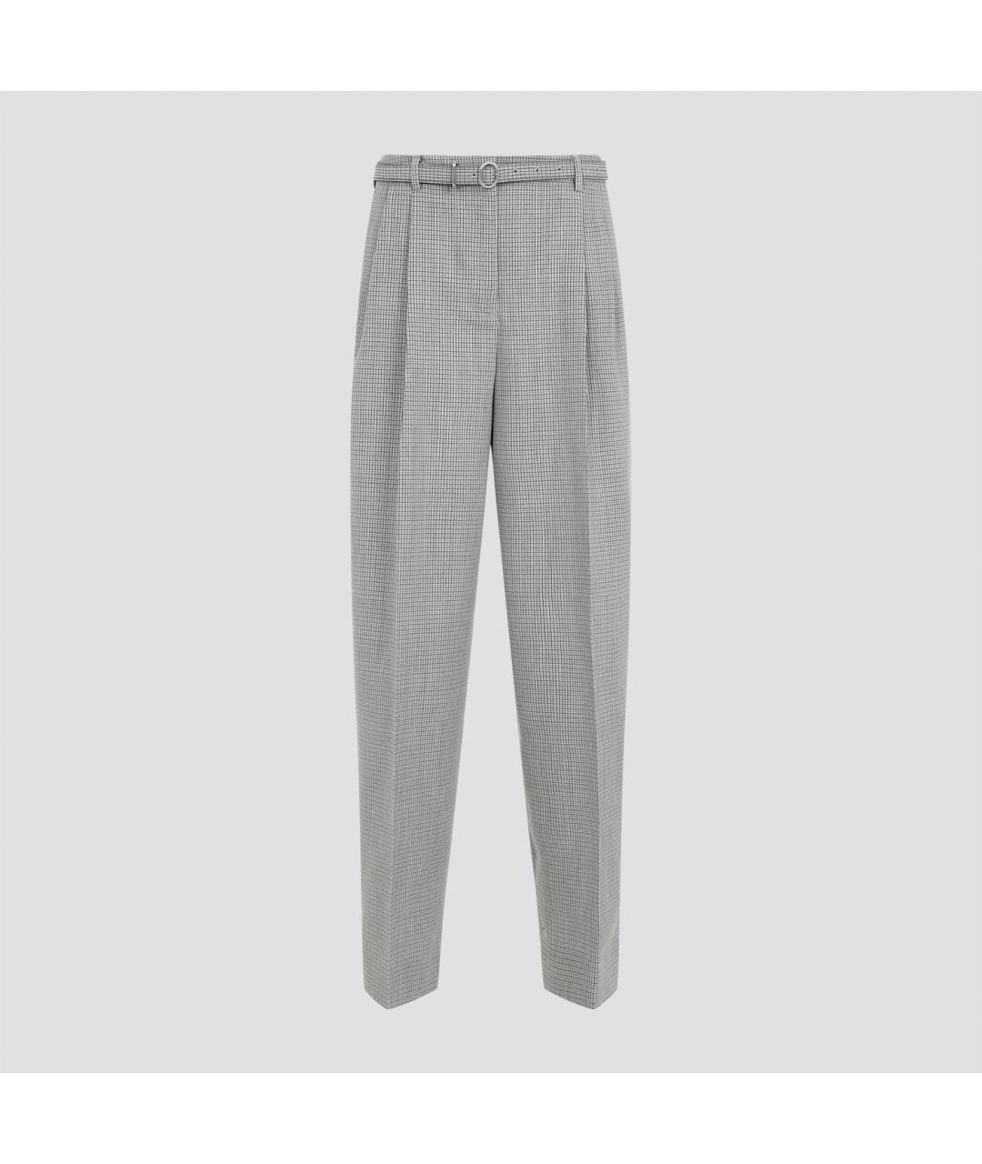 JIL SANDER Серые шерстяные прямые брюки, фото 2