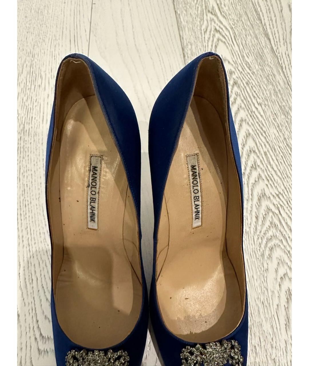 MANOLO BLAHNIK Темно-синие текстильные туфли, фото 3