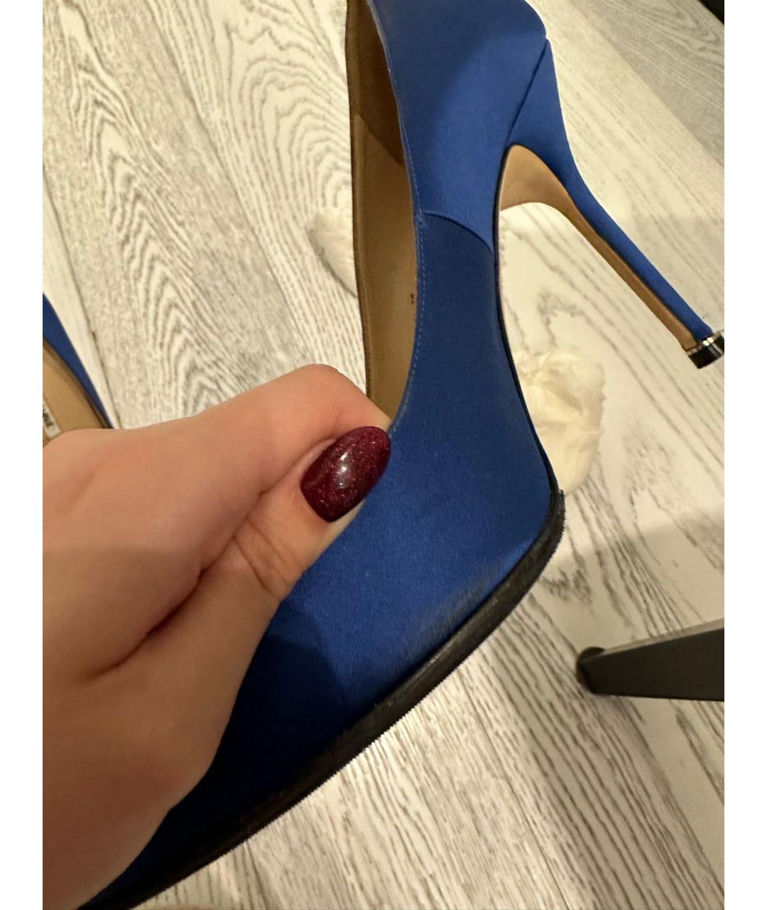 MANOLO BLAHNIK Темно-синие текстильные туфли, фото 7