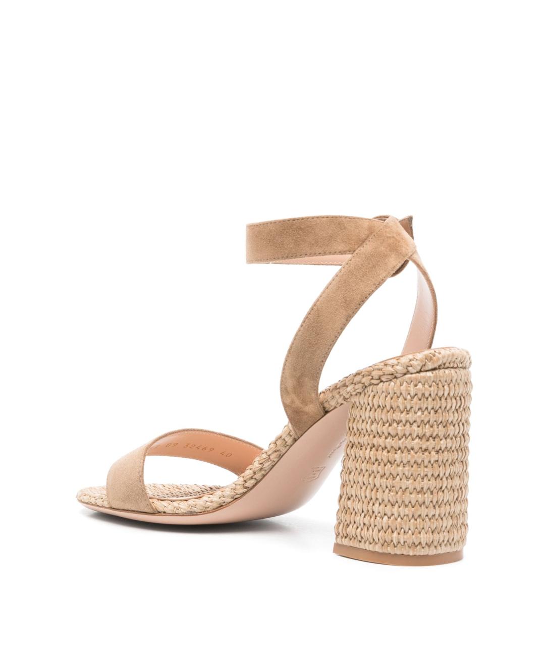GIANVITO ROSSI Бежевые кожаные босоножки, фото 3