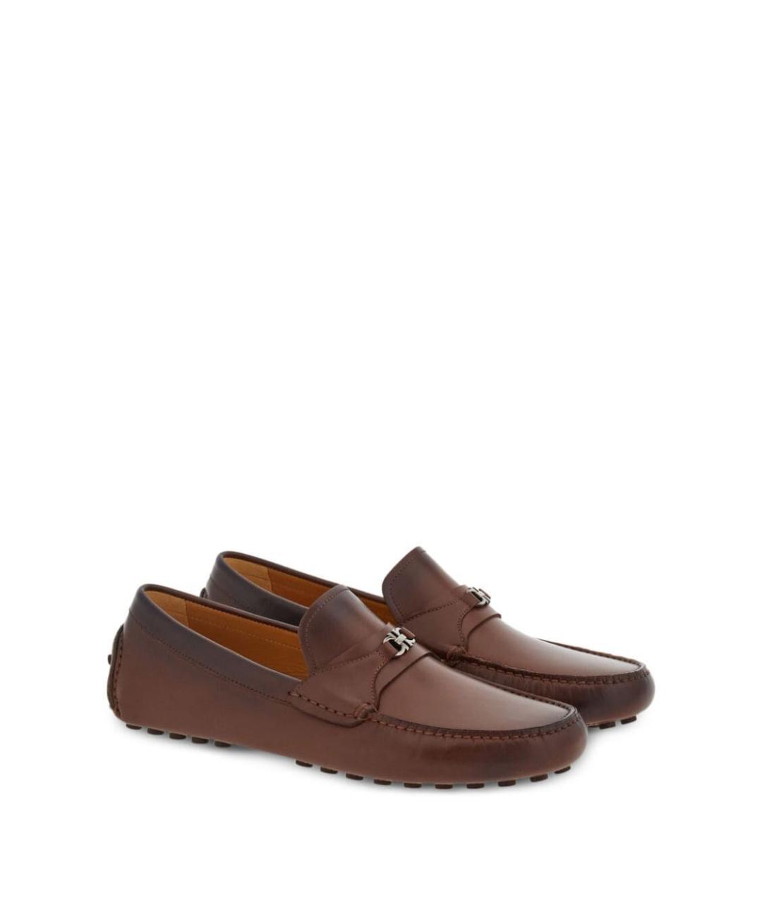 FERRAGAMO Коричневые кожаные лоферы, фото 2
