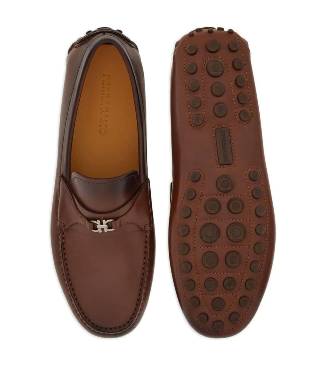 FERRAGAMO Коричневые кожаные лоферы, фото 4