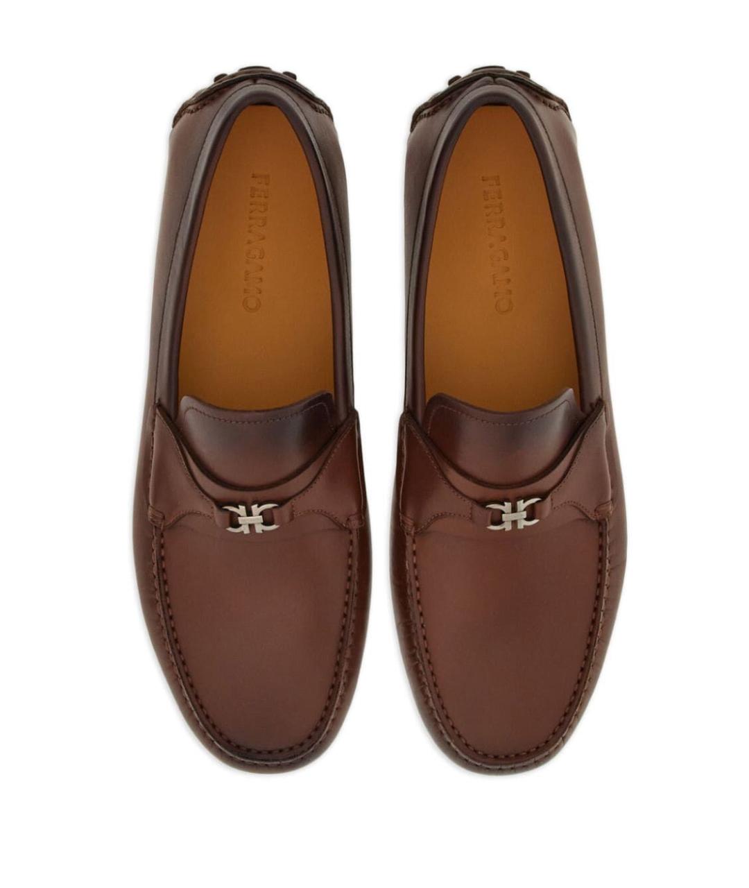 FERRAGAMO Коричневые кожаные лоферы, фото 3