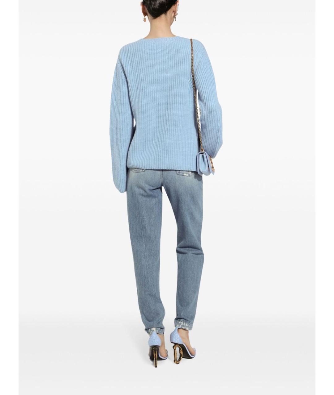 DOLCE&GABBANA Голубые хлопковые прямые брюки, фото 3