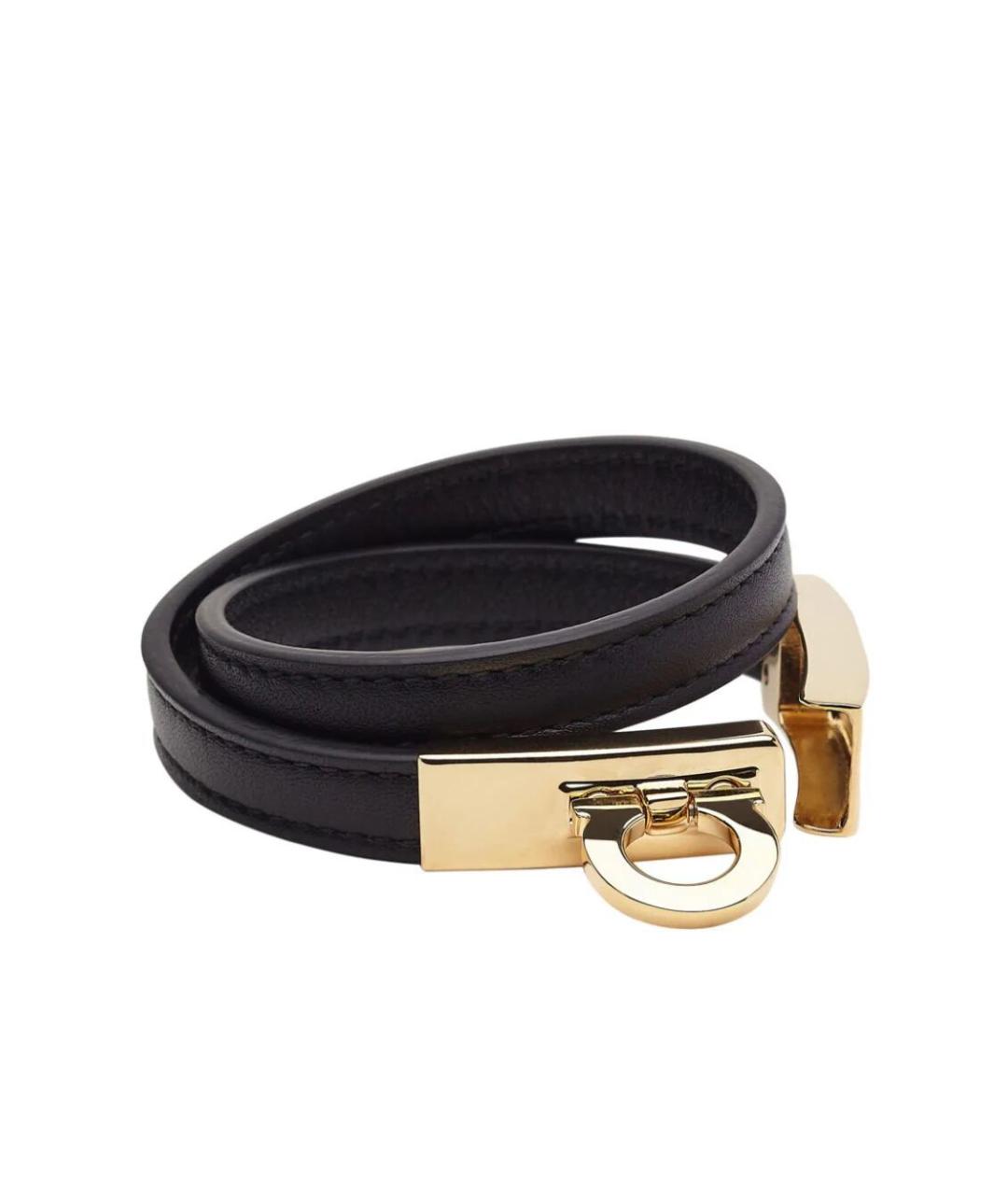FERRAGAMO Черный кожаный браслет, фото 2