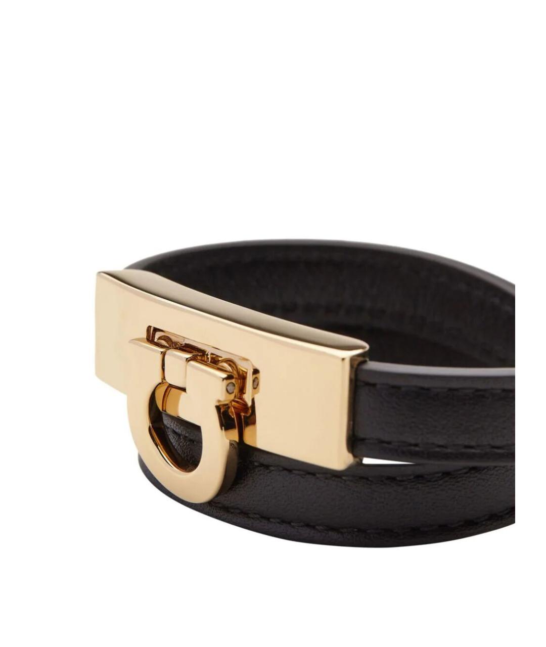 FERRAGAMO Черный кожаный браслет, фото 3