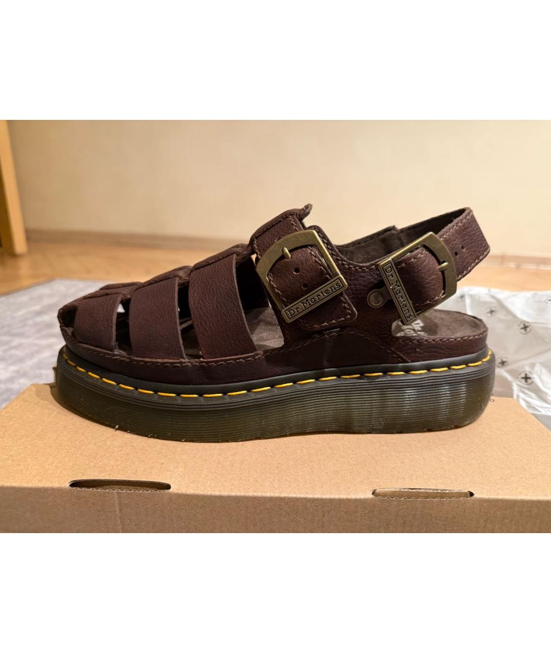DR. MARTENS Коричневые кожаные сандалии, фото 9