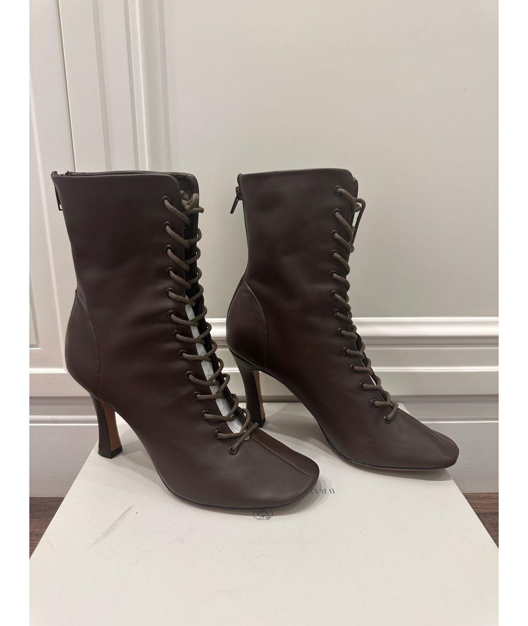 CELINE Коричневые кожаные ботильоны, фото 7