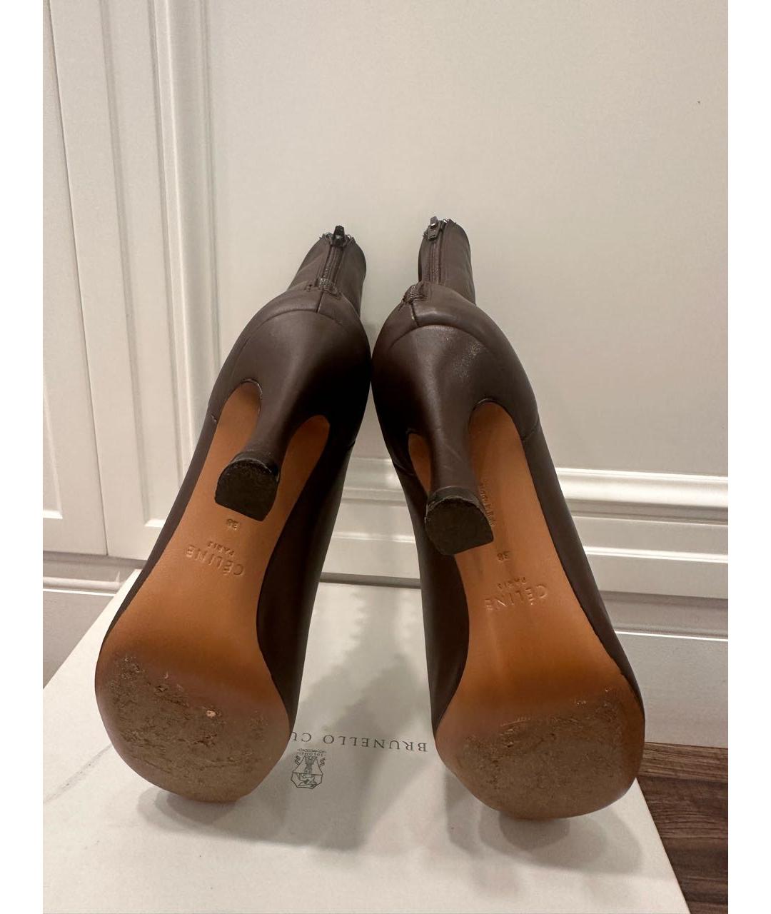CELINE Коричневые кожаные ботильоны, фото 5