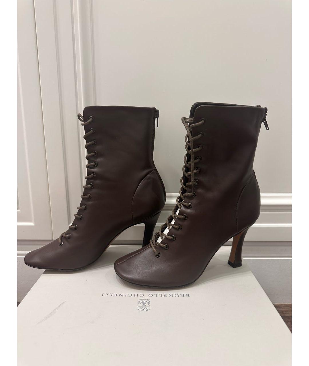 CELINE Коричневые кожаные ботильоны, фото 6