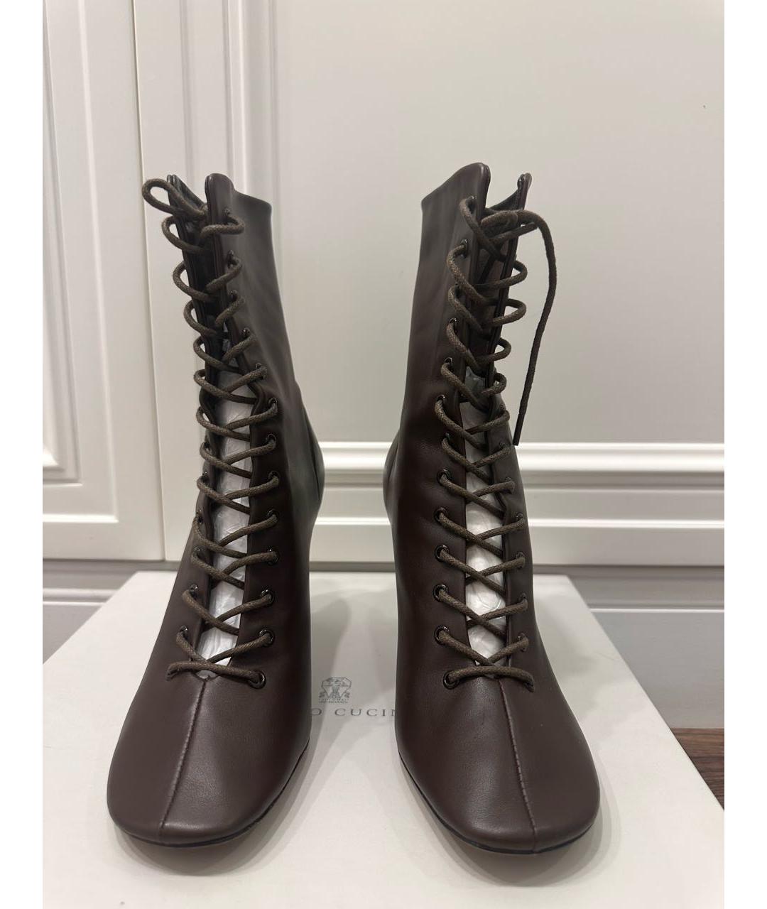 CELINE Коричневые кожаные ботильоны, фото 2