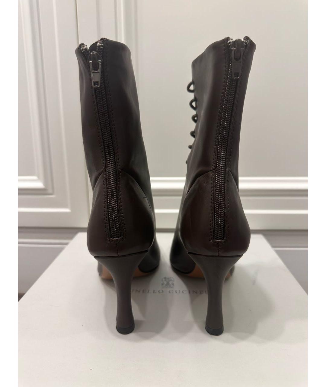 CELINE Коричневые кожаные ботильоны, фото 4