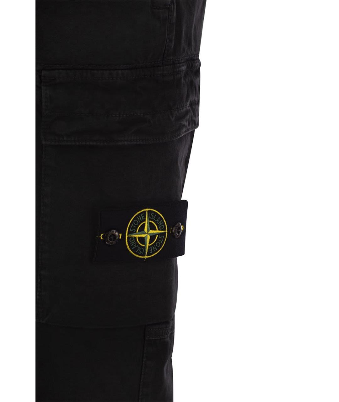 STONE ISLAND Черные хлопковые повседневные брюки, фото 4