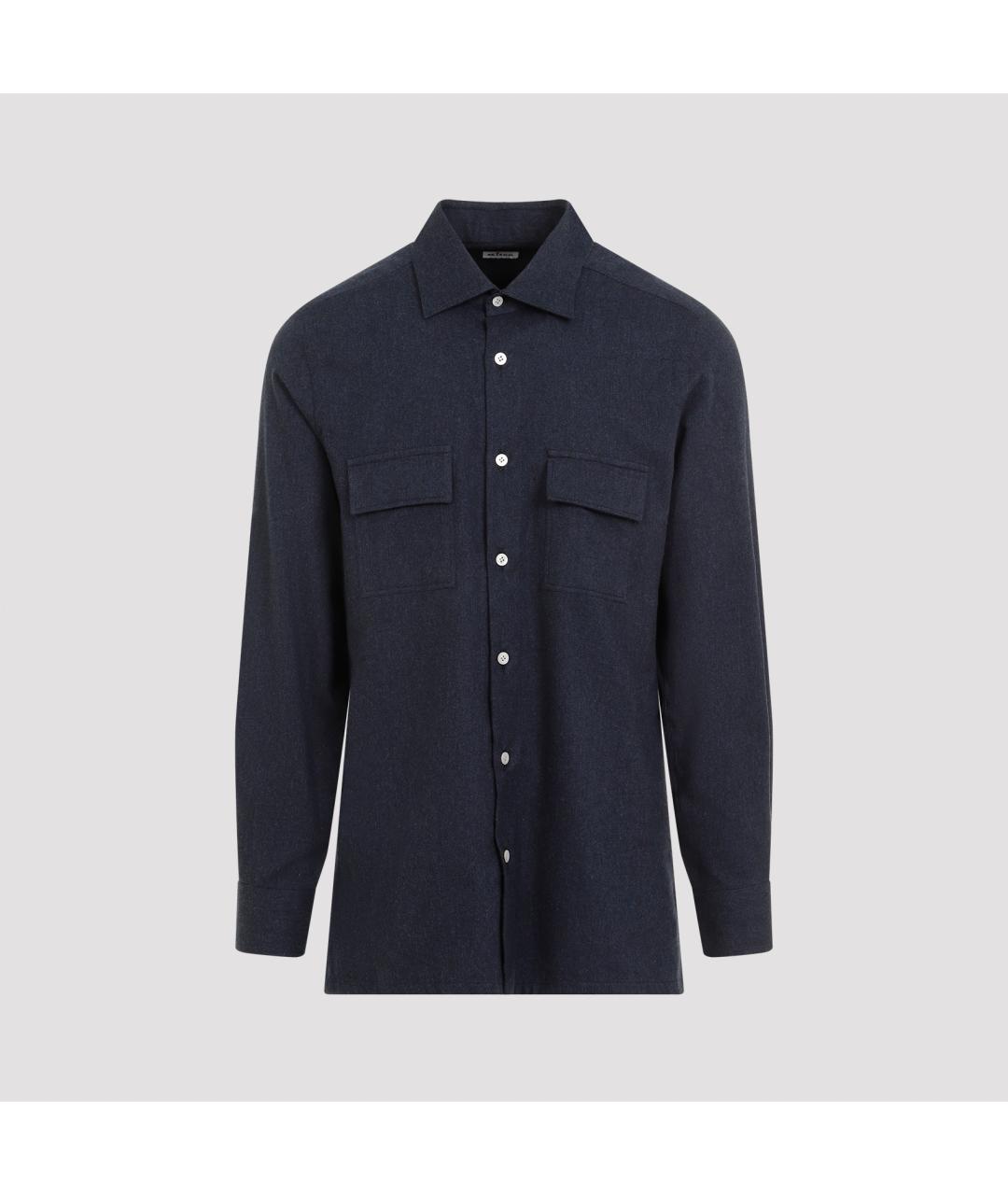KITON Синяя хлопковая кэжуал рубашка, фото 2