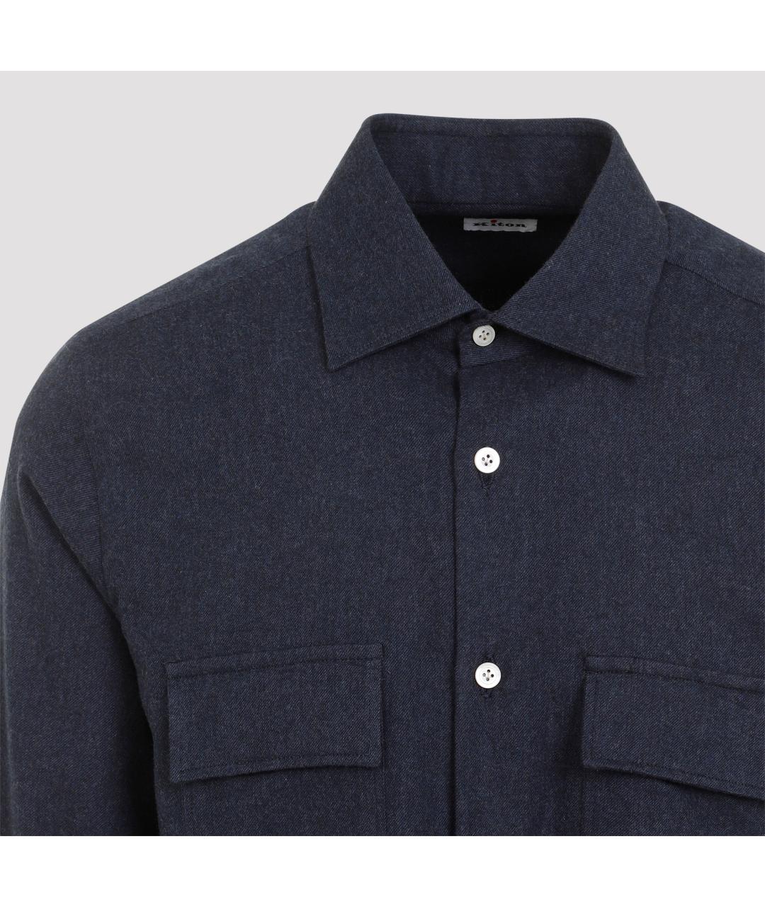 KITON Синяя хлопковая кэжуал рубашка, фото 4