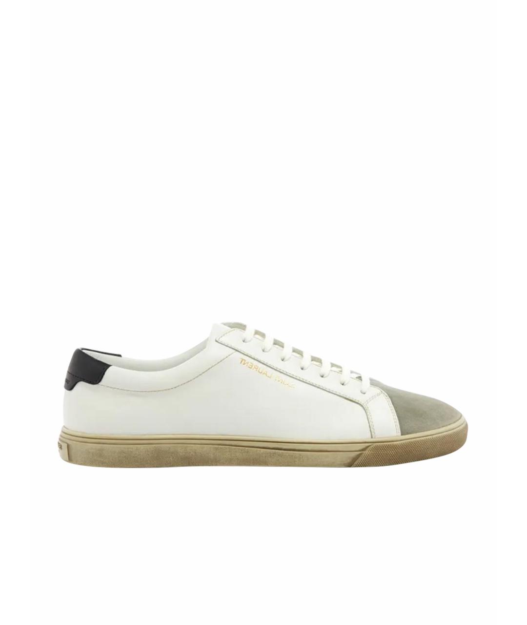 SAINT LAURENT Белые кожаные кеды, фото 1