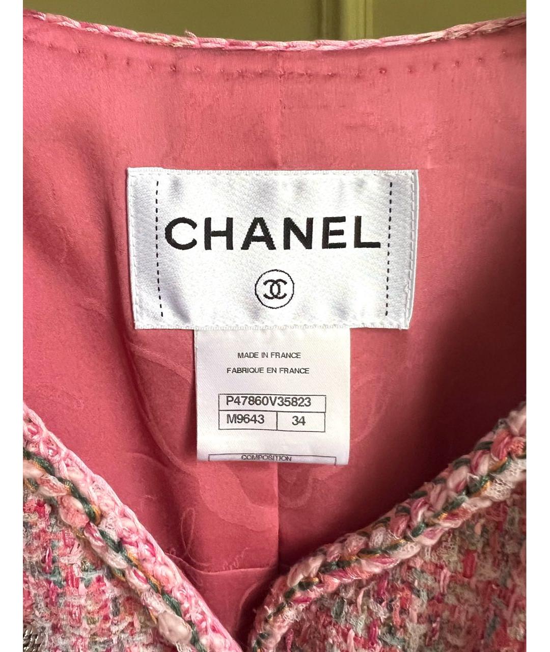 CHANEL Розовый твидовый жакет/пиджак, фото 7