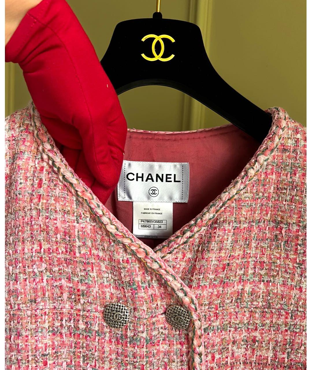 CHANEL Розовый твидовый жакет/пиджак, фото 2