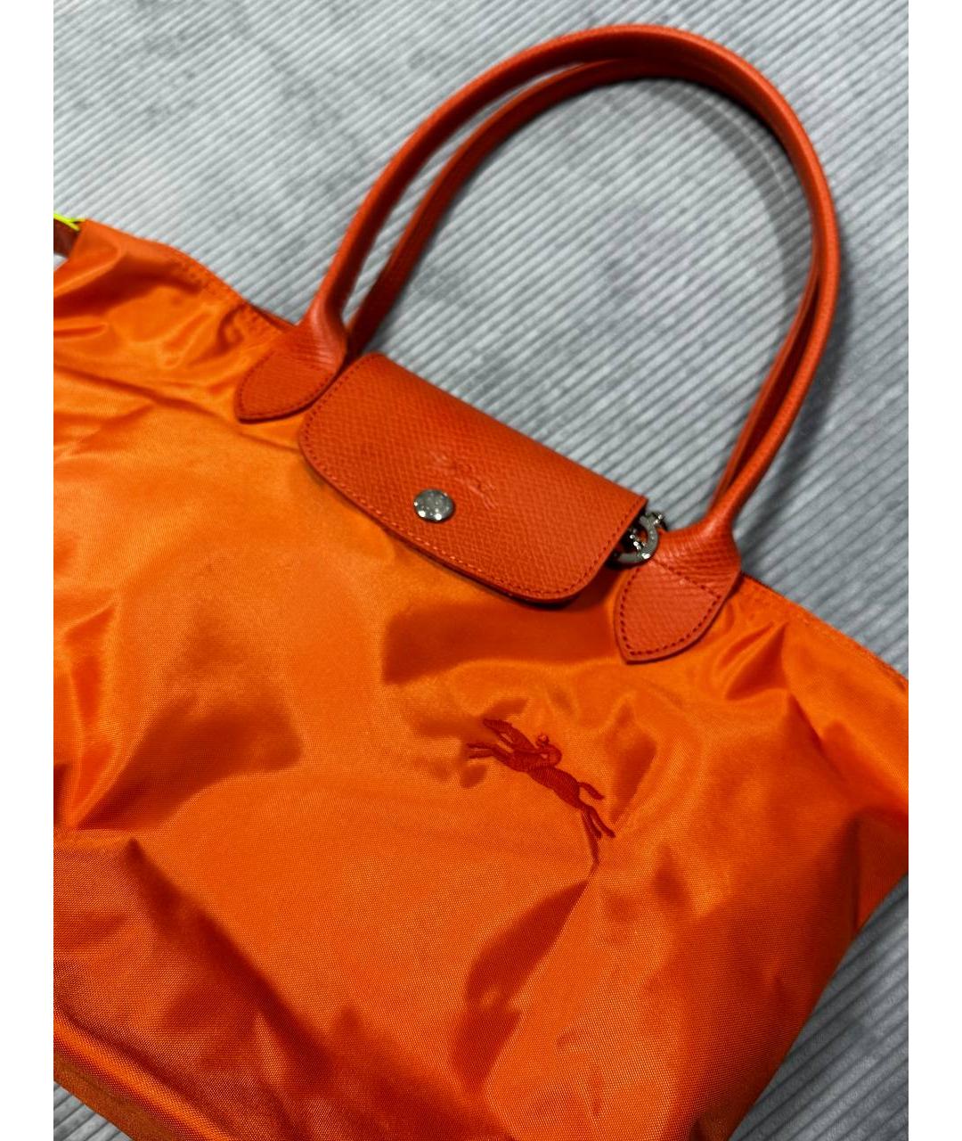 LONGCHAMP Оранжевая тканевая сумка тоут, фото 5