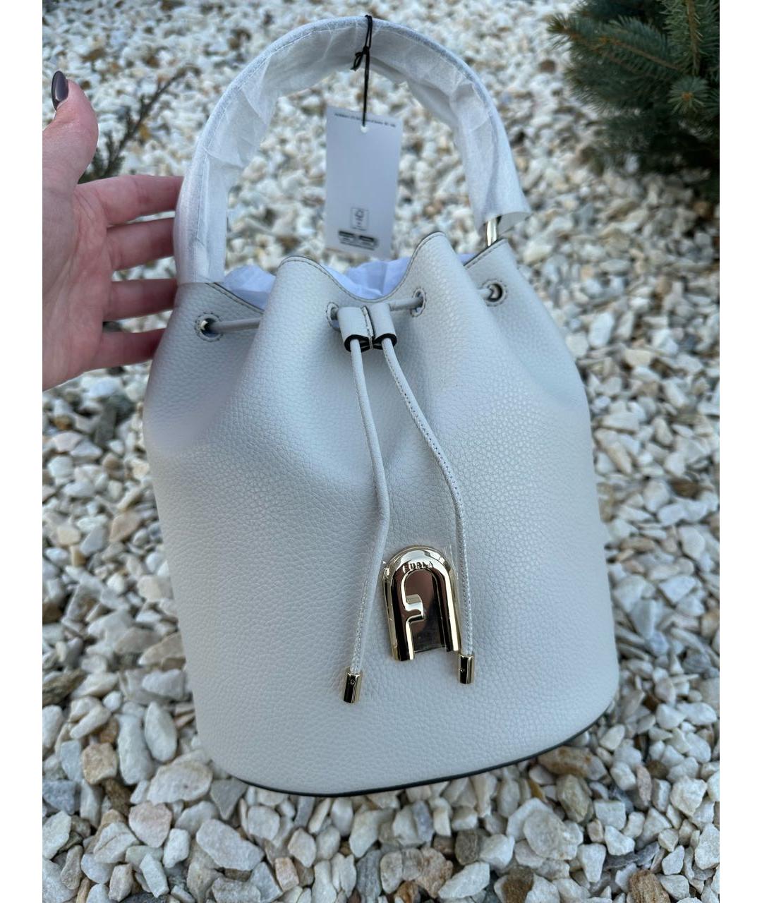 FURLA Белая кожаная сумка с короткими ручками, фото 6