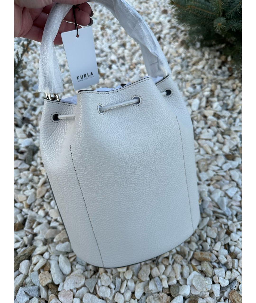 FURLA Белая кожаная сумка с короткими ручками, фото 7